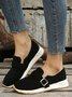 Casual Plain Color Buckle Strap Slip On Flat Sneakers