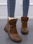 Anti-Suede Buckle Panel Vintage Insulated Booties