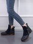 Anti-Suede Buckle Panel Vintage Insulated Booties
