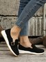 Casual Plain Color Buckle Strap Slip On Flat Sneakers