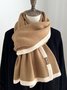 Casual Simple Contrast Color Woolen Scarf Autumn Winter Warm Accessories