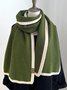 Casual Simple Contrast Color Woolen Scarf Autumn Winter Warm Accessories