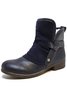 Anti-Suede Buckle Panel Vintage Insulated Booties