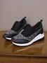 Plus Size Casual Rhinestone Slip On Wedge Sneakers