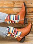 Western Style Colorful Striped Panel Cowboy Boots