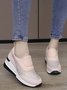 Plus Size Casual Rhinestone Slip On Wedge Sneakers