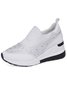 Plus Size Casual Rhinestone Slip On Wedge Sneakers