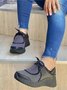 Plus Size  Split Joint Breathable Mesh Fabric Slip On Sneakers