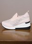 Plus Size Casual Rhinestone Slip On Wedge Sneakers