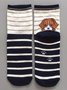 Casual Striped Dog Pattern Cotton Socks Home Daily Commute Accessories