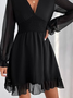Party Plain V neck Long sleeve Dress