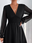 Party Plain V neck Long sleeve Dress