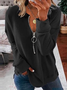 Casual Solid Loose Hoodies & Sweatshirt