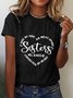 Text Letters Jersey Loose Crew Neck T-shirt