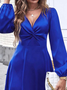 Party Plain V neck Long sleeve Dress