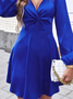 Party Plain V neck Long sleeve Dress