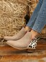 Leopard Khaki Casual Ankle Boots