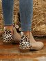 Leopard Khaki Casual Ankle Boots