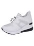 Casual Plus Size Rhinestone Plain Slip On Wedge Sneakers
