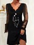 V Neck Loose Party Devore Dress