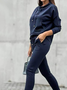 Loose Plain Crew Neck Casual Two-Piece Set