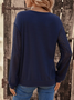 Casual V Neck Plain Loose Sweatshirt