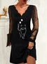 V Neck Loose Party Devore Dress