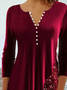 Patchwork Sequins velvet Casual Long Sleeve TUNIC Top