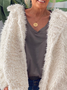 Casual Long Sleeve Shawl Collar Fleece Coat