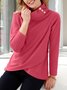 Casual Loose Turtleneck Plain tunic Sweatshirt