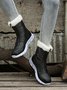 Geometric Embossed Zip Front Furry Lined Snow Boots