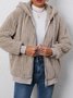 Loose Casual Plain Fluff/Granular Fleece Fabric Teddy Jacket