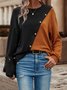 Crew Neck Color Block Casual T-Shirt