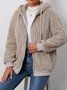 Loose Casual Plain Fluff/Granular Fleece Fabric Teddy Jacket