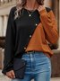 Crew Neck Color Block Casual T-Shirt
