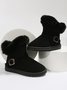 Casual Buckle Decor Faux Suede Furry Snow Boots