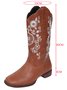 West Style Plus Size Floral Embroidery Cowboy Boots