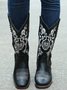 West Style Plus Size Floral Embroidery Cowboy Boots