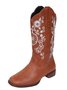 West Style Plus Size Floral Embroidery Cowboy Boots