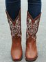 West Style Plus Size Floral Embroidery Cowboy Boots