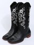 West Style Plus Size Floral Embroidery Cowboy Boots