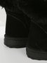 Casual Buckle Decor Faux Suede Furry Snow Boots