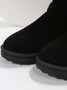 Casual Buckle Decor Faux Suede Furry Snow Boots