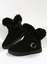 Casual Buckle Decor Faux Suede Furry Snow Boots