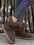 Casual Buckle Decor Faux Suede Furry Snow Boots
