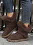 Casual Buckle Decor Faux Suede Furry Snow Boots