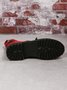 Christmas Red-black Plaid Plus Size Lace-Up Decor Size Zip Canvas Boots