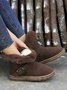 Casual Buckle Decor Faux Suede Furry Snow Boots