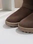 Casual Buckle Decor Faux Suede Furry Snow Boots
