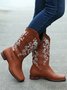 West Style Plus Size Floral Embroidery Cowboy Boots